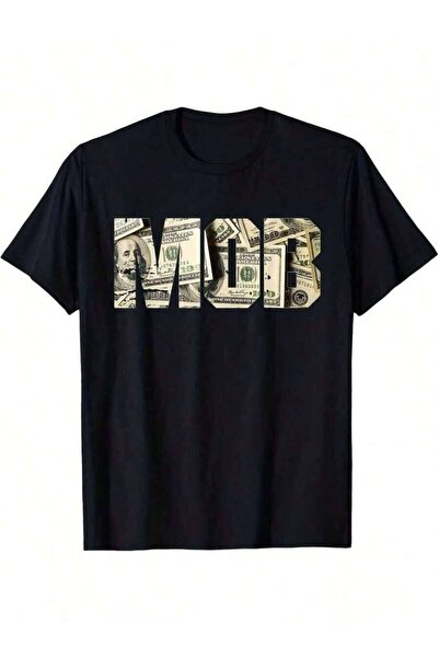 LİNA06 Men's Women's Money Over Everything Hustler-Shirt - Black With Bold Gr...