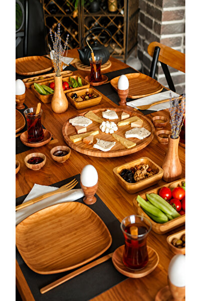 Heda Porselen Naturya 6 Kişilik 57 Parça Bambu Kahvaltı Takımı