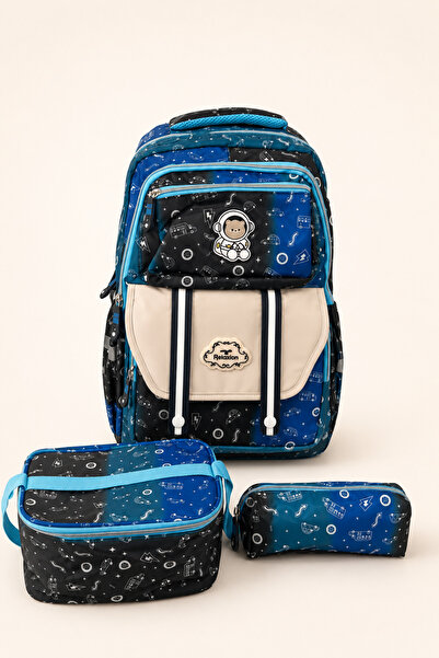 ELATAE Primary School Middle School 3-Piece School Bag Set Orthopedic Multi-C...