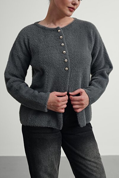 Gülce moda كارديجان نسائي ناعم بأزرار علوية من التريكو GLC1150