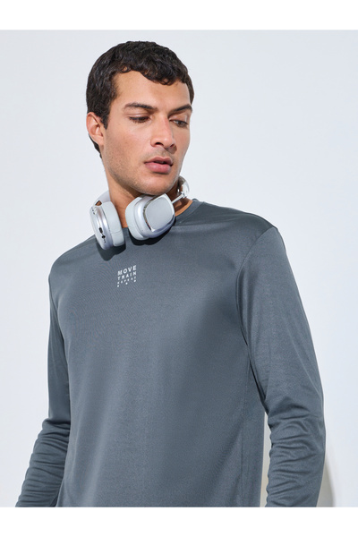 Styli Men Grey Long Sleeve Running T-Shirt