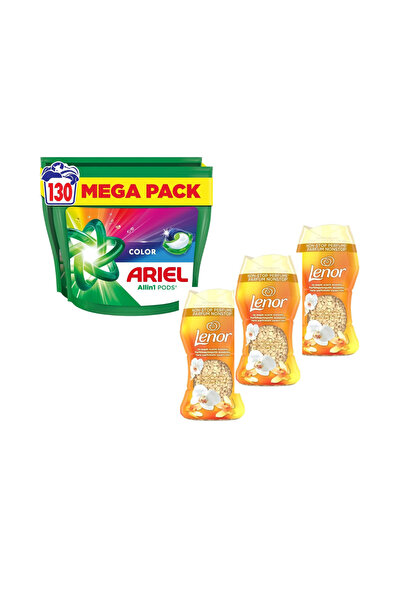 Ariel Pachet 130 capsule Detergent Color + 3xLenor Perle Parfumate 150G Gold ...