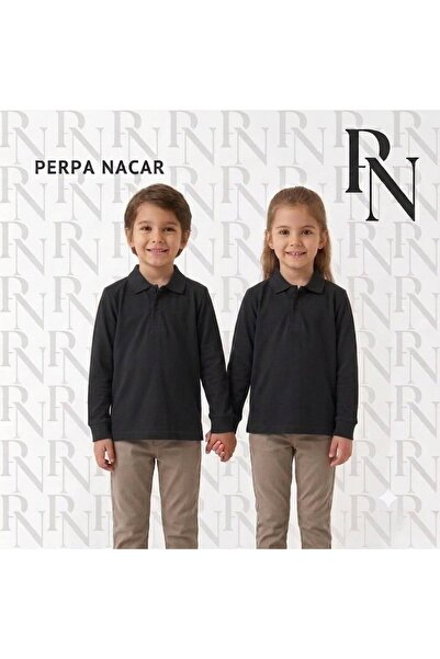 Nacar Okul Formaları Unisex Çocuk Uzun Kollu Polo Yaka Tişört