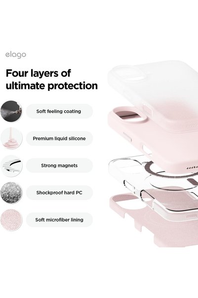 NO BRAND Husă pentru iPhone 16 Plus Elago din silicon cu MagSafe, roz deschis