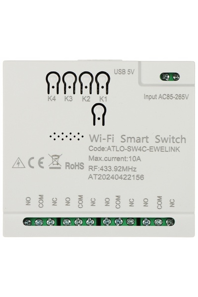 ATLO COMUTATOR WIFI INTELIGENT 4 CANALE EWELINK 4 CH NO / NC