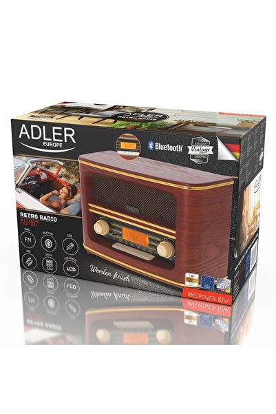 adler Radio de bucătărie retro, stereo, cu Bluetooth, USB, MP3, ecran LCD, 10...