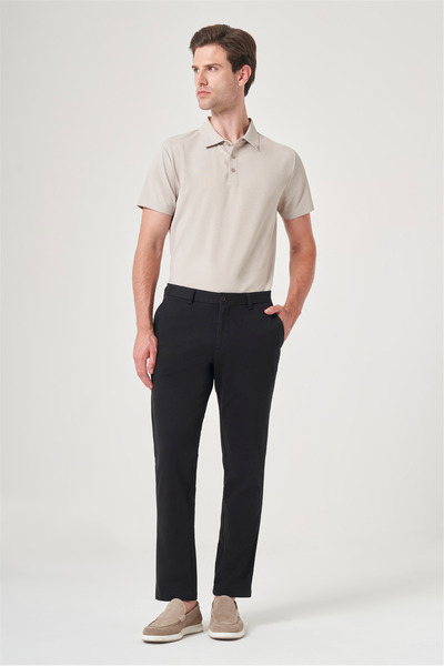 İmza Black Side Pocket Knitted Slim Fit Casual Cotton Chino Trousers 1003260905