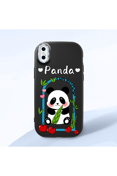 Hontinga iPhone XS Compatible Case Camera Protector Black Silicone Couple Pho...