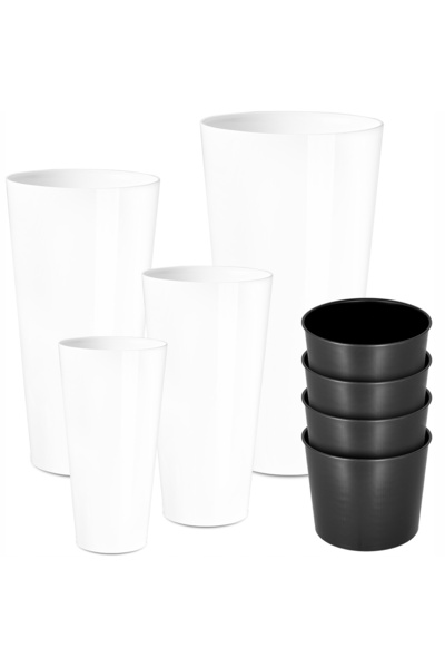 Deco4Home SET 4x JARDINIERE ALBE LUCIOASE, JARDINIERE DE GRĂDINĂ, Ghivece de ...