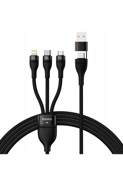 NO BRAND Cablu 4 în 1 USB+USB-C la USB-C / Lightning iPhone / micro USB 1.2m