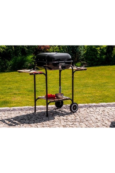 NO BRAND GRĂTAR DE GRĂDINĂ CU CĂrbune, CU HUSĂ, RAFTURI METALICE, PE ROȚI, PO...