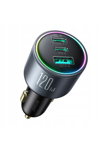 NO BRAND Încărcător auto 120W PD QC 4.0 cu 2xUSB-C și USB-A + Cablu USB-C de ...