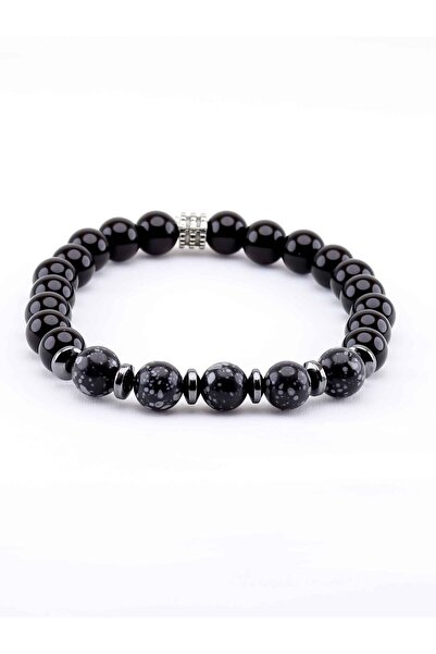 Esha Store Natural Stone Jasper Onyx Hematite Natural Stone Men's Bracelet Eu...