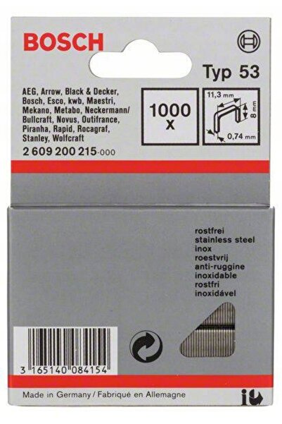 Bosch ZSZYWKI TIP 53 8 mm ORIGINAL 1000 bucăți INOX