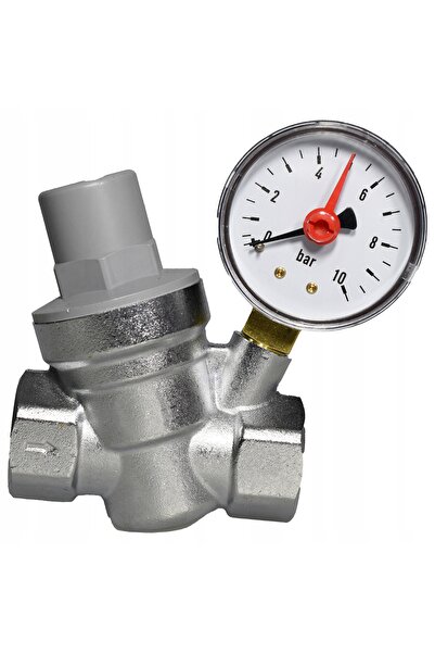 HANZELA Reductor de presiune cu manometru 1/2 DN15, 1-6 bar cu filtru din oțe...