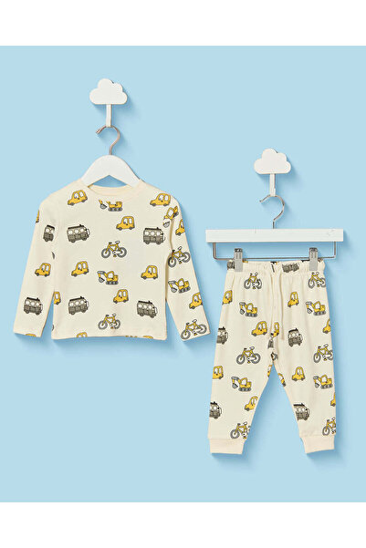 REDTAG Infant Boys Cream Printed Pajama Set