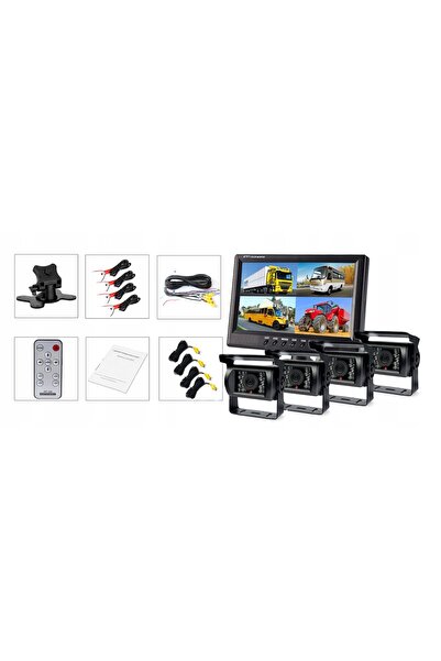 NO BRAND KIT DE PARCARE 4x Cameră de marșarier + Monitor LCD de 9 inch cu afi...