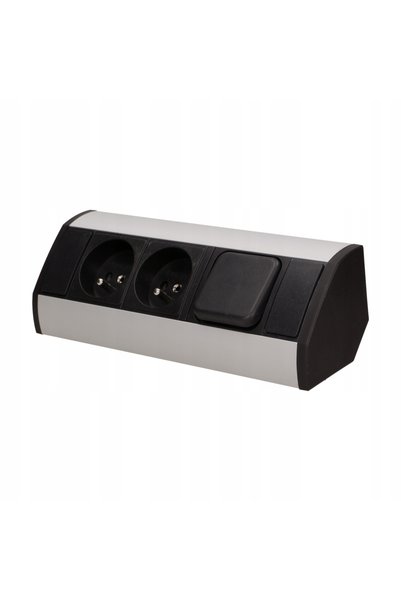 Orno Priză dublă de mobilier pentru colț de masă, 2x230V, cu întrerupător, negru