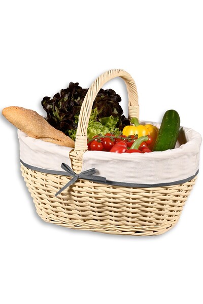 Kesper COȘ DE PICNIC DIN RATTAN CU CĂPTUȘEALĂ TEXTILĂ 45 X 34 X 37 CM