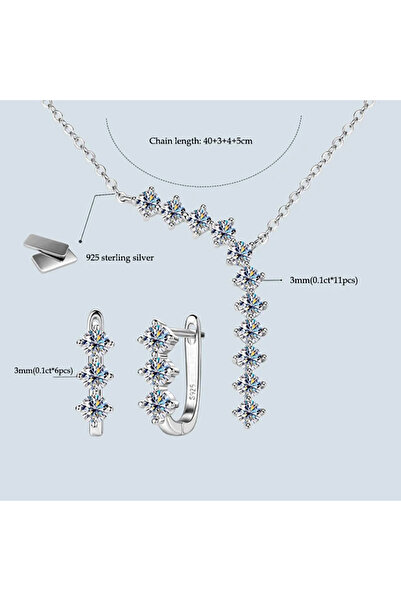 Choice3 silver set 1.7cttw D color Moissanite Earrings Necklace 925 Sterling ...