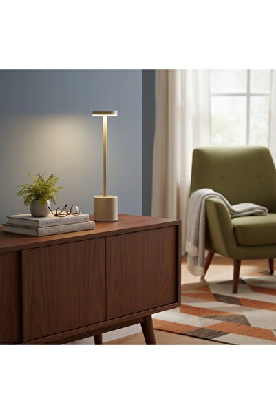 Home Styling Collection Lampă de masă LED metalică, bronzată, reîncărcabilă, ...