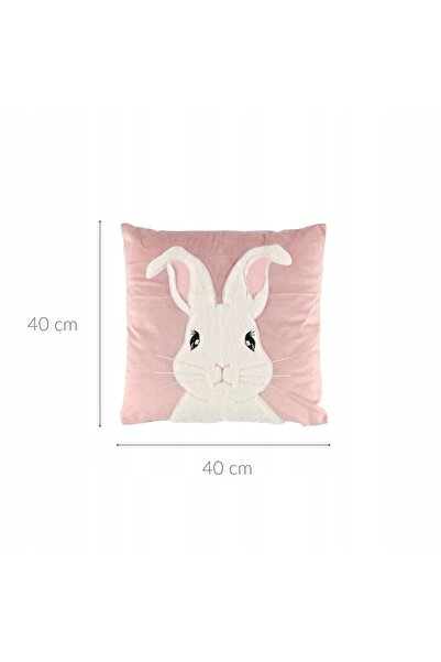 4LIVING Pernă decorativă cu tematică iepuraș roz pentru camera copiilor 40 x ...