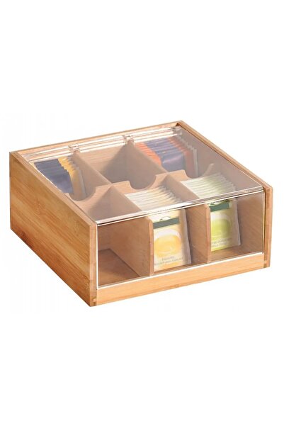 Kesper Cutie de ceai din lemn de bambus cu 6 compartimente, 22x21x9,5 cm