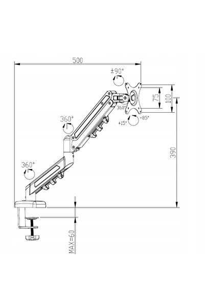 Spacetronik Suport monitor de birou 17-32 " 9kg cu arc pneumatic VESA