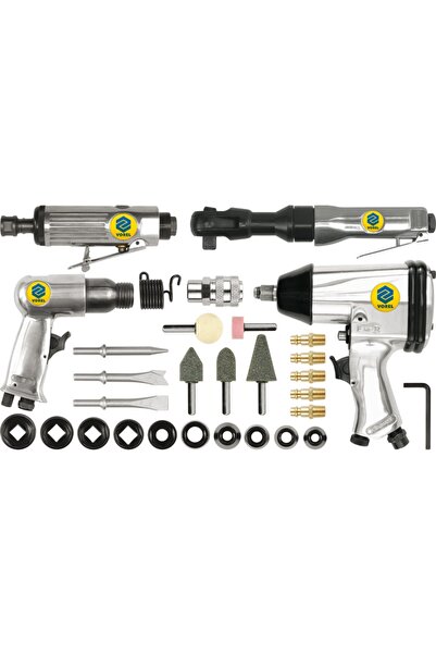 Vorel Set de scule pneumatice cu accesorii 33 piese. ÎN VALIZĂ 81142