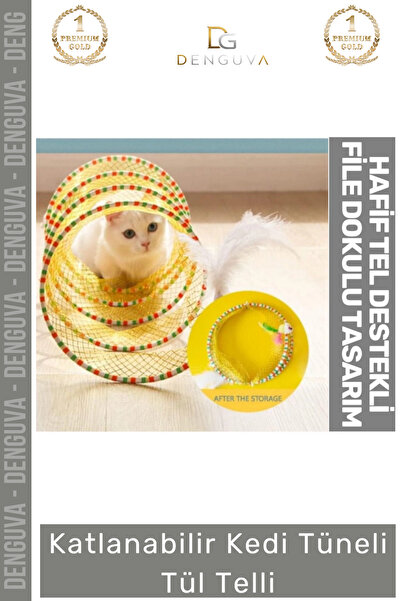 Denguva # Cat Toy Mesh Net with Furry Toy Exercise Hideout Practical Lightwei...
