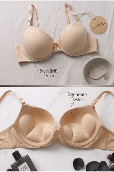 Lavint Homewear Sutien cu sârmă, din bumbac, cu dublă umplutură push-up, cu s...