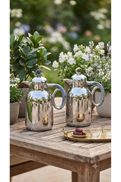 Generic Trams Guest Tea and Coffee Set Plastic and Glass Inside 1+1 Liter Lux...