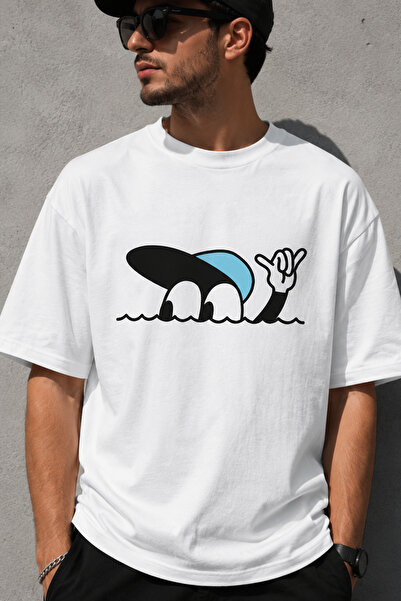 ArtYus Character with Hat Printed Crew Neck Casual Unisex Oversize T-Shirt - ...