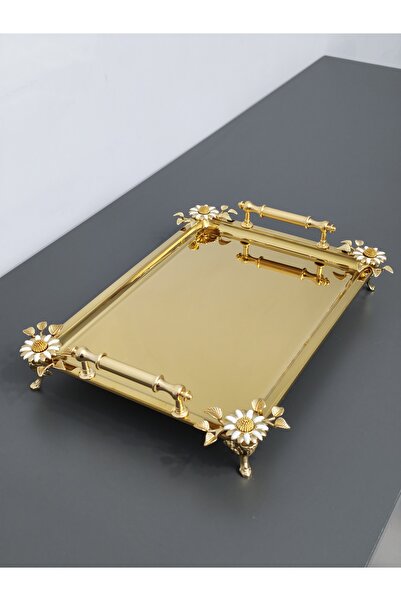 PARILTI HOME COLLECTİON Figured, Metal-Handled, Stainless Steel Rectangular T...