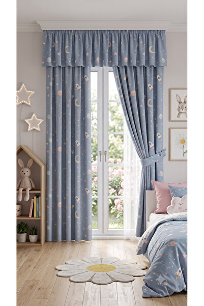 TOLLY PAW Baby & Kids Curtain Colored 2-Wing Cornice Short Background Curtain...