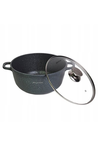 Kamille Vase de gătit din granit 4,5 L cu capac de sticlă, pentru inducție
