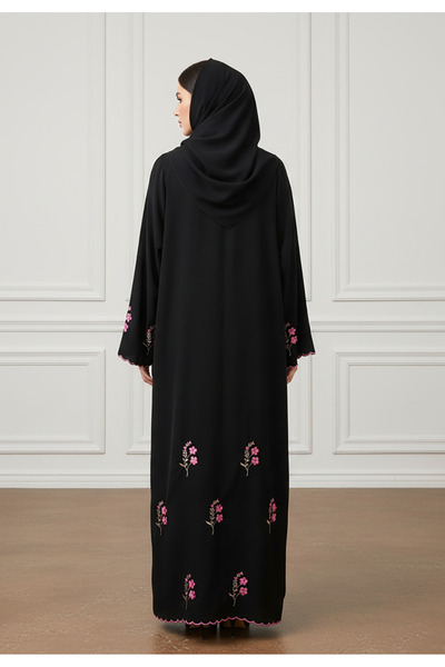 Nukhbaa Scalloped Floral Abaya|Nida Fabric