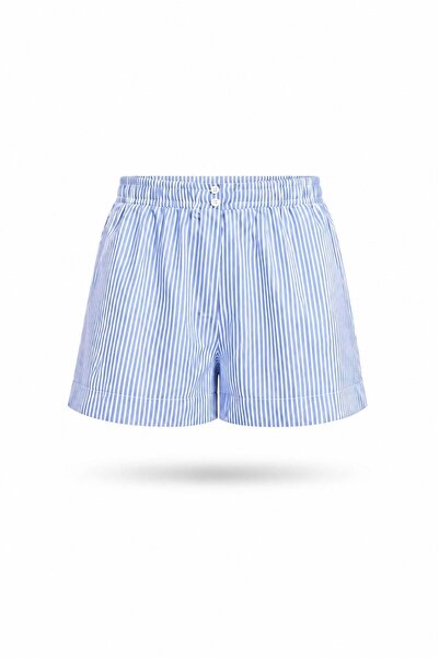 5in1Canpolat Mavi Çizgili Poplin Şort 0179