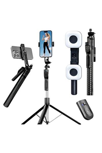 SON IN HIGH Selfie stick si trepied 2 in 1, SONINHIGH, cu telecomanda Bluetoo...