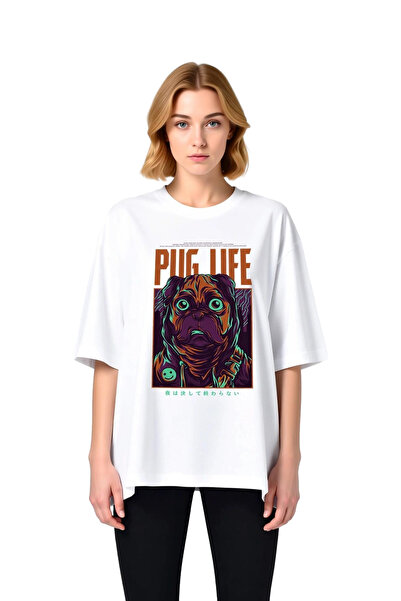 PayBuy Γυναικείο μπλουζάκι με στάμπα Pug Life σε μεγάλο μέγεθος
