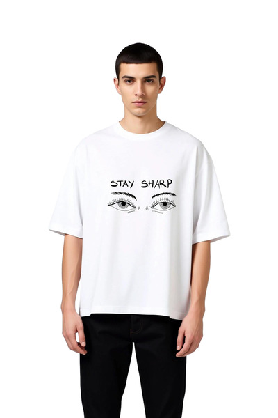 PayBuy Men's Oversize Eye Health Themed Printed T-Shirt with Sharp Lettering,...
