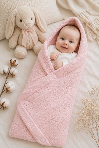 Pure Boutique Port bebe premium roz cu gluga si interior imblanit pentru nou ...
