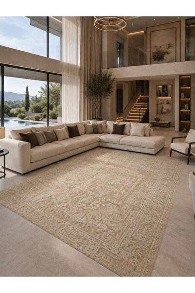 Neşem Halı Boutique EKO HALI Rivera RVR 02 Beige Modern ve Klasik Desenli Yük...
