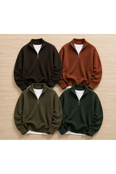 oneoff 4-Piece Advantageous Men's Casual Half-Zip Winter Knitwear Thessalonik...