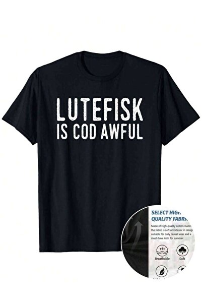 2BIR Lutefisk Humorous, Norwegian-Themed Printed-Shirt, 80s Retro-Shirt, Pare...