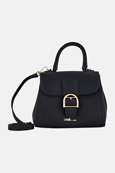 Cavalli Class Women Brand Logo Satchel Bag, Black