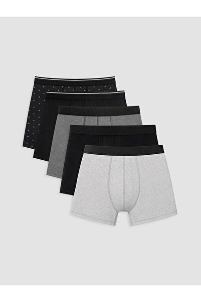 LC Waikiki Black Cotton Flexible Men's Boxers 5-Pack