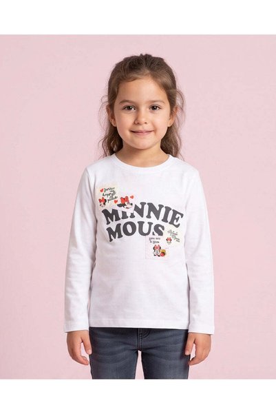 REDTAG Girls Ivory Minnie Mouse Print T Shirt