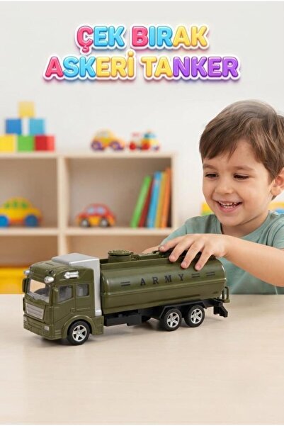 Tıfıl Toys Realistic Design Pull and Drop Military Tanker - Toy Tanker