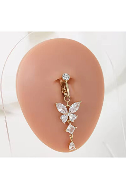 Choice golden 1Pc Multifunctional Simple Butterfly CZ Fake Belly Ring, Fashio...